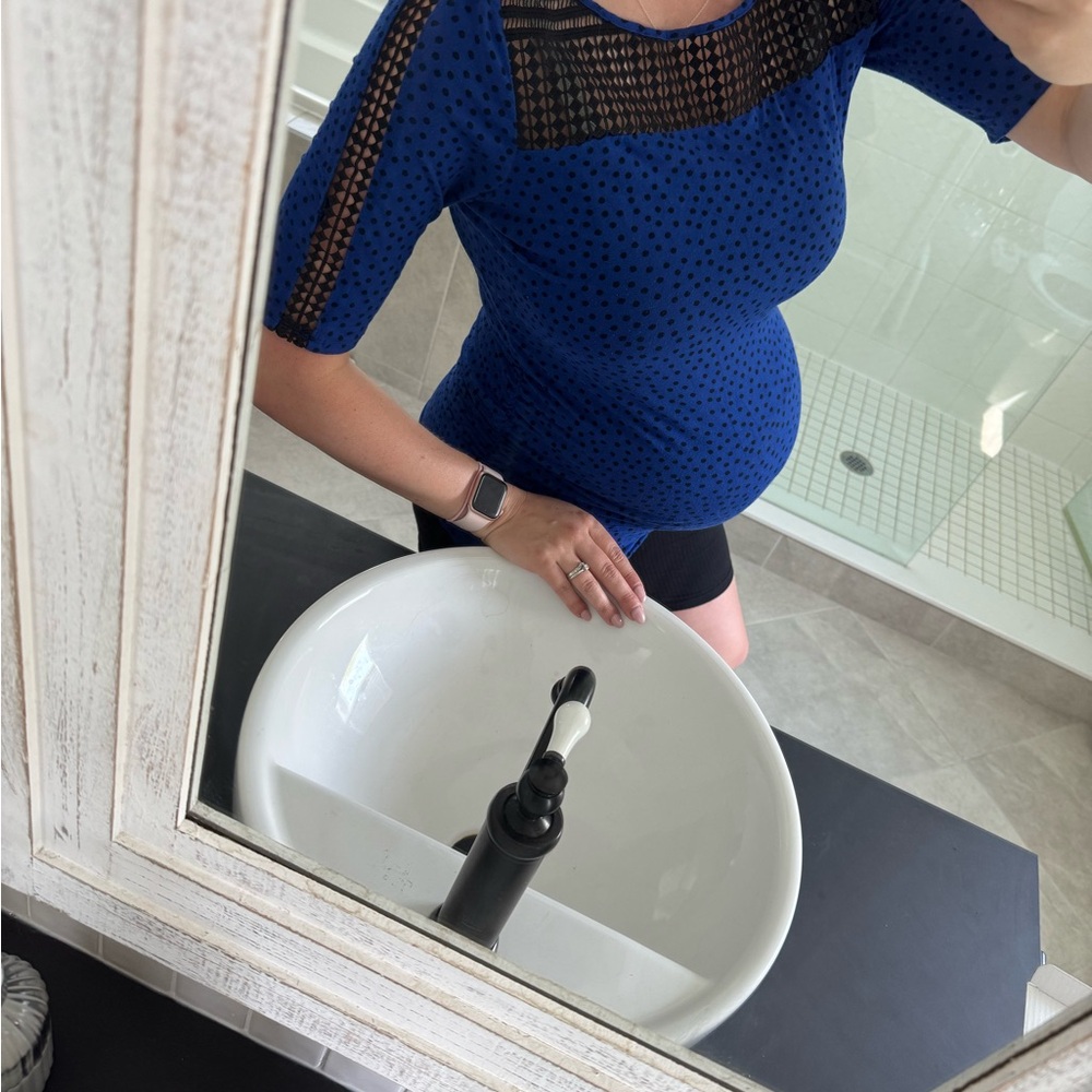 Motherhood Royal Blue Maternity Top with Black Accents